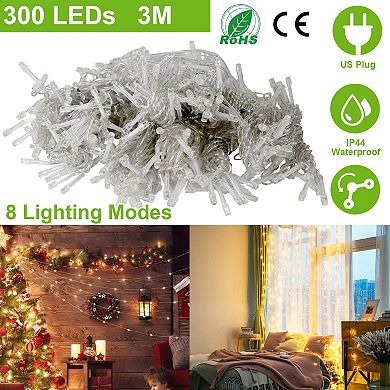 3M 300 LED Curtain String Fairy Lights with Remote, IP44 Waterproof for Party Xmas Decor