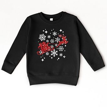 Santa Sleigh Glitter - Kids Toddler Sweatshirt and Kids Youth Sweatshirt