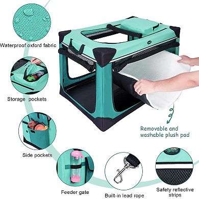 Collapsible Dog Crate 4-Door Foldable Pet Kennel