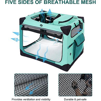 Collapsible Dog Crate 4-Door Foldable Pet Kennel