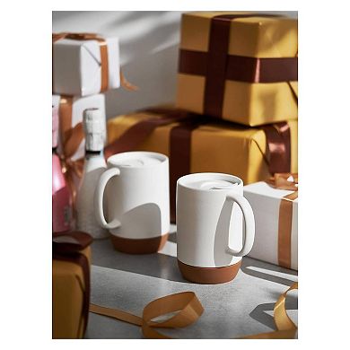 15 OZ Coffee Mug with Cork Bottom and Splash Proof Lid, Set of 2