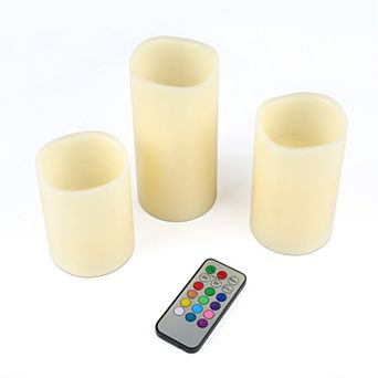 3 pc Flameless LED Votive Candles Battery Operated, Flickering, w/ Remote & Timer Control