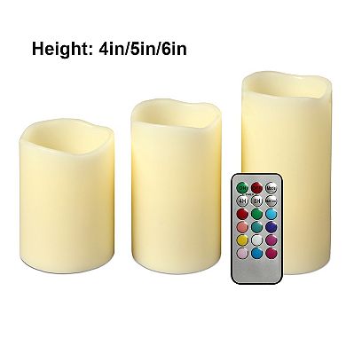 3Pcs Flameless LED Votive Candles Battery Operated, Flickering, w/ Remote & Timer Control