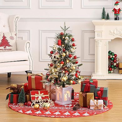 2PC 3ft Pre-Lit Trees - Snowman Base, 78 LEDs, Timer