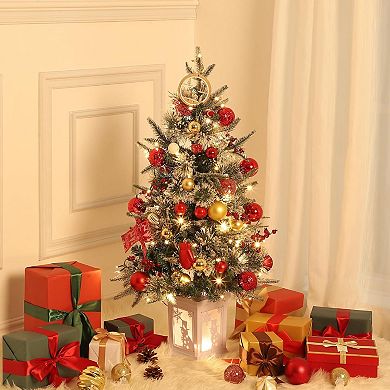 2PC 3ft Pre-Lit Trees - Snowman Base, 78 LEDs, Timer