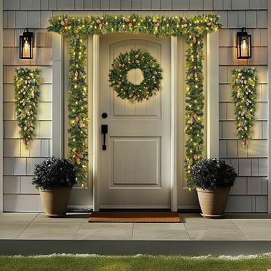6ft Christmas Decor Set: LED Wreath, Garland, Swags for Door/Wall