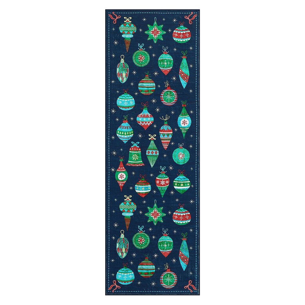 Christmas Machine Washable Rugs Xmas Non-Slip Stain Resistant Low Pile ...