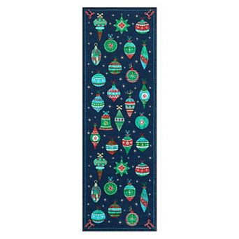 Christmas Machine Washable Rugs Xmas Non-Slip Stain Resistant Low Pile Holiday Decorative Carpet