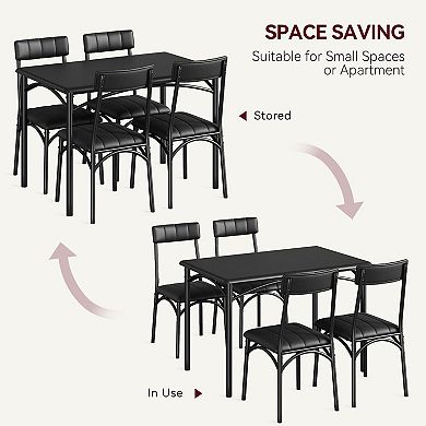 Dining Table Set for 4 with Cushion Chairs, 5 Piece Kitchen Table and Upholstered Chairs