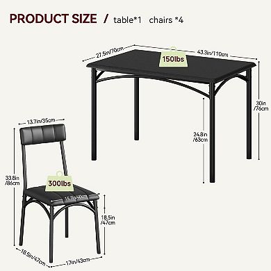Dining Table Set for 4 with Cushion Chairs, 5 Piece Kitchen Table and Upholstered Chairs