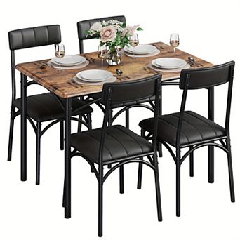 Dining Table Set for 4 with Cushion Chairs, 5 pc Kitchen Table and Upholstered Chairs