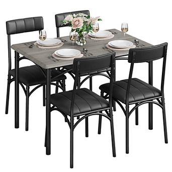 Dining Table Set for 4 with Cushion Chairs, 5 pc Kitchen Table and Upholstered Chairs