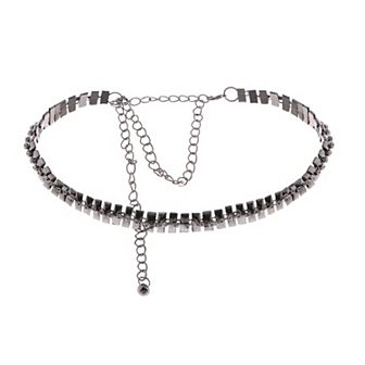 Women's Geometric Waist Chain with Square Link Design and Crystal Accents