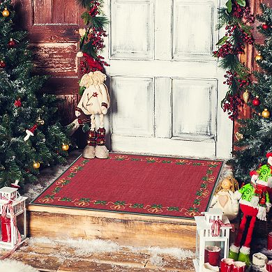 Christmas Area Rugs, Bells Holly Berry Ribbon Garland Traditions Carpet Runner Rugs Holiday Decor
