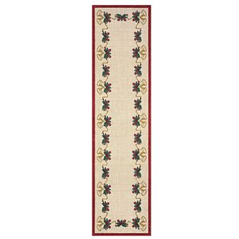 Christmas Area Rugs, Bells Holly Berry Ribbon Garland Traditions Carpet Runner Rugs Holiday Decor