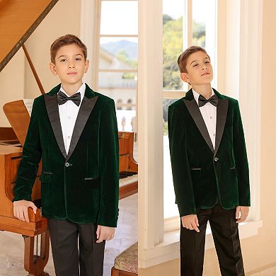 Boys 6-14 2 pc Velvet Slim Fit One-Button Suit Set Formal Wedding