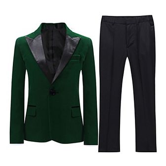 Boys 6-14 2 pc Velvet Slim Fit One-Button Suit Set Formal Wedding