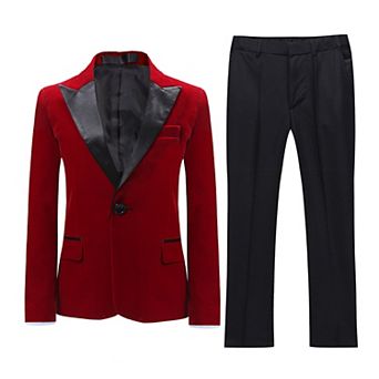 Boys 6-14 2 pc Velvet Slim Fit One-Button Suit Set Formal Wedding