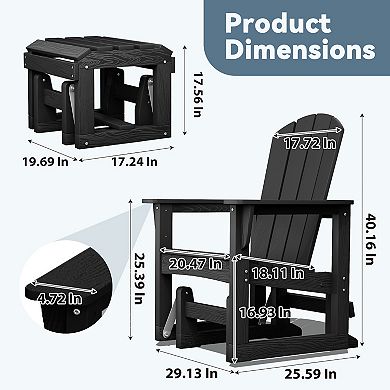 HDPE Patio Glider Chair with Footrest
