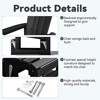 HDPE Patio Glider Chair with Footrest