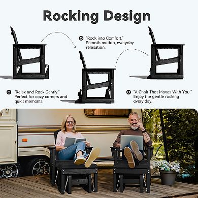 HDPE Patio Glider Chair with Footrest