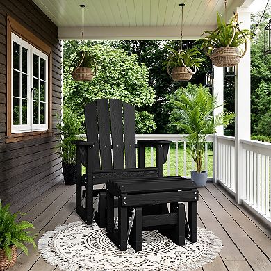 HDPE Patio Glider Chair with Footrest
