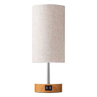 Touch Control Table Lamp, 3-Way Dimmable with Dual USB Ports & LED Bulb for Bedroom/Living Room