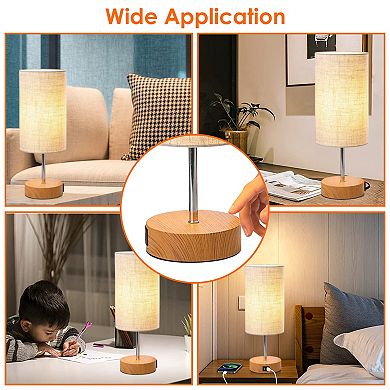 Touch Control Table Lamp, 3-Way Dimmable with Dual USB Ports & LED Bulb for Bedroom/Living Room
