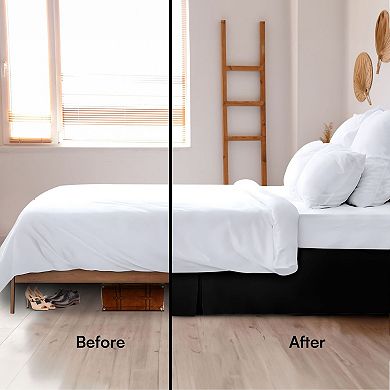 Lux Decor Solid Bed Skirts Microfiber Tailored Drop 16-Inch Quadruple Pleated Plain Bed Skirt