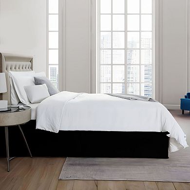 Lux Decor Solid Bed Skirts Microfiber Tailored Drop 16-Inch Quadruple Pleated Plain Bed Skirt