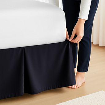 Lux Decor Solid Bed Skirts Microfiber Tailored Drop 16-Inch Quadruple Pleated Plain Bed Skirt