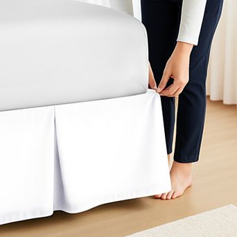 Lux Decor Solid Bed Skirts Microfiber Tailored Drop 16-Inch Quadruple Pleated Plain Bed Skirt