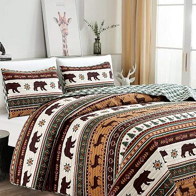 Market & Place Cedar Creek Reversible Lodge Printed Quilt Set