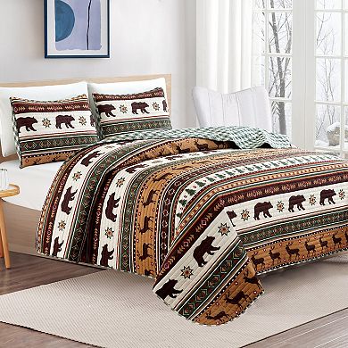 Market & Place Cedar Creek Reversible Lodge Printed Quilt Set