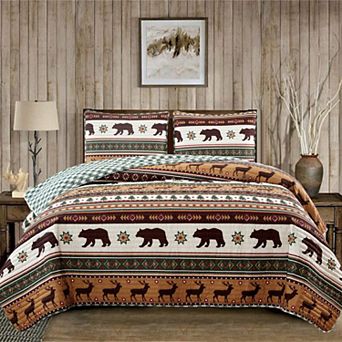 Market & Place Cedar Creek Reversible Lodge Printed Quilt Set