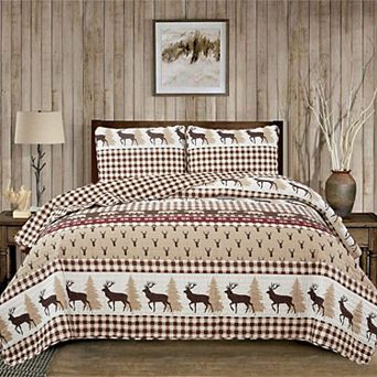 Market & Place Cedar Creek Reversible Lodge Printed Quilt Set