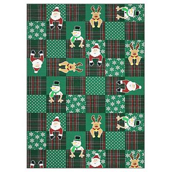 Modern Christmas Checkered Machine Washable Area Rug, Lightweight Low Pile Throw Rug Xmas Rug