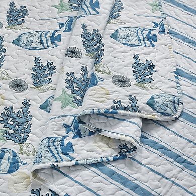 Market & Place Reversible Coastal Printed Quilt Set