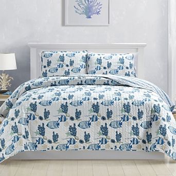 Market & Place Reversible Coastal Printed Quilt Set