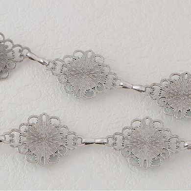 Women's Waist Chain Belt with Floral Links and Turquoise Stone Accents