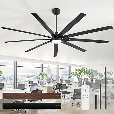 84-Inch Ceiling Fan with LED Light, Dual-Color Reversible Blades, Includes 8/12/24-Inch Downrods