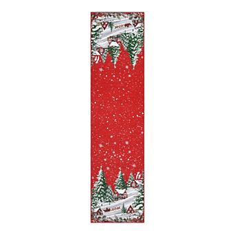 Christmas Area Rugs, Christmas Tree Santa Claus Traditions Runner Rug Washable Carpet Holiday Decor
