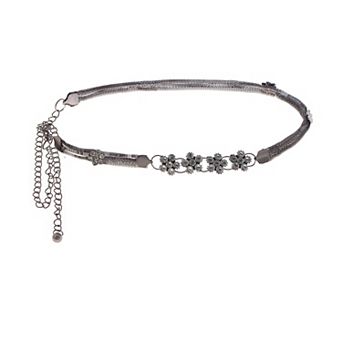 Women's Mesh Waist Chain with Crystal Floral Centerpiece Adjustable Belly Jewelry