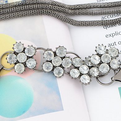 Women's Mesh Waist Chain with Crystal Floral Centerpiece Adjustable Belly Jewelry