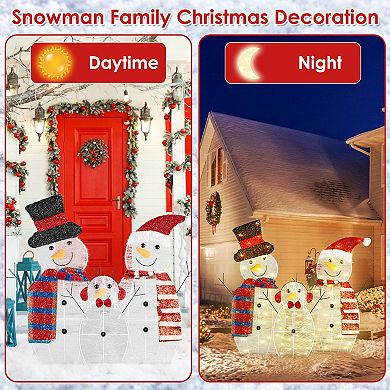 3Pcs LED Snowman Yard Decorations Outdoor Christmas Decor with Lights & 8 Modes, IP44