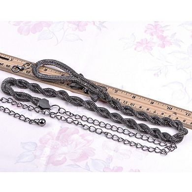 Women's Braided Waist Chain with Bow Accent and Crystal Center Adjustable Fit