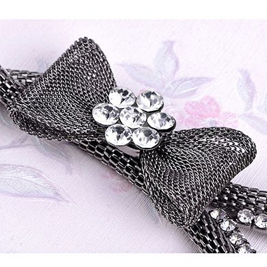 Women's Braided Waist Chain with Bow Accent and Crystal Center Adjustable Fit