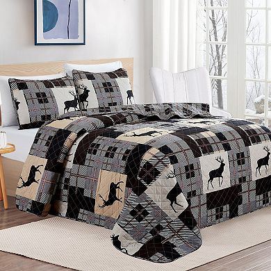 Market & Place Everest Reversible Lodge Printed Quilt Set