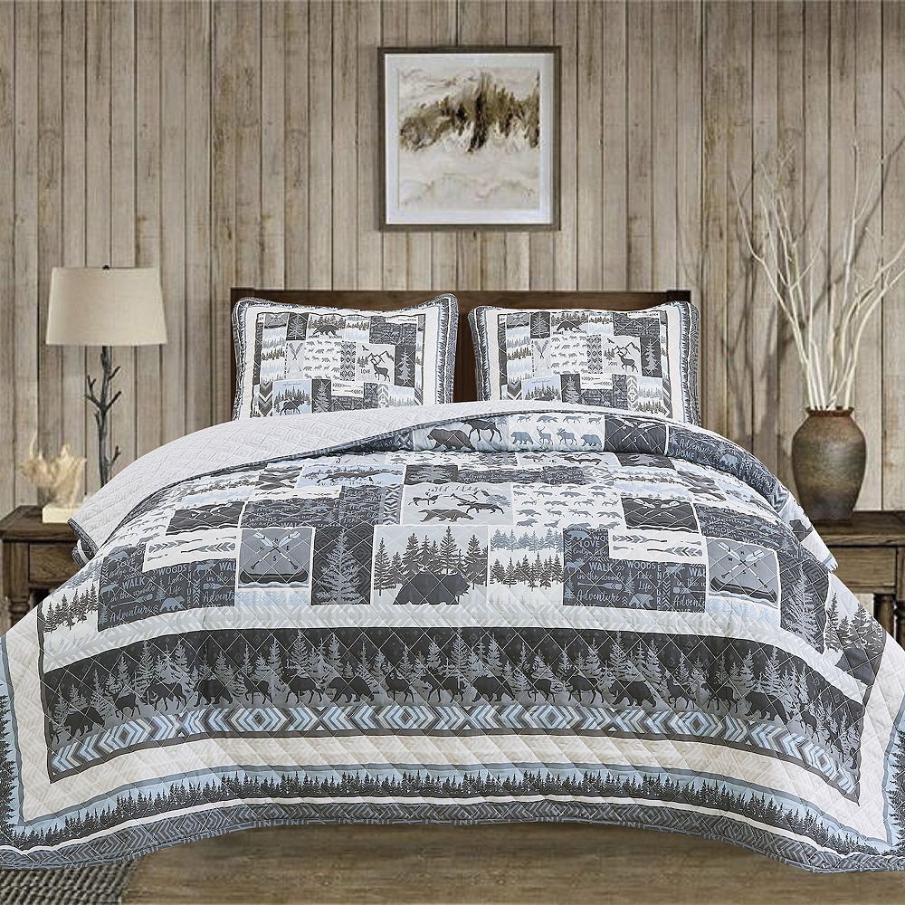 Market & Place Denali Reversible Lodge Printed Quilt Set