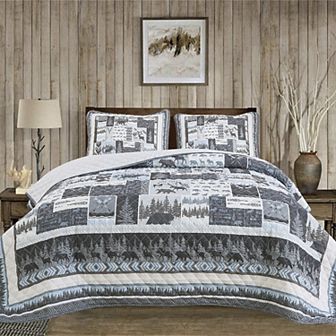 Market & Place Denali Reversible Lodge Printed Quilt Set